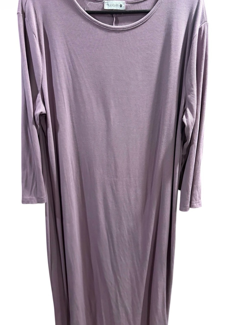 Nuggles mauve midi dress with 3/4 sleeves  ribbed